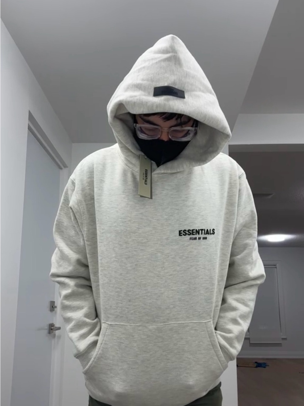 New Essentials Light Heather Grey Pullover Hoodie & Sweatpants Set with dustbag